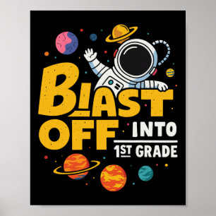 Póster Despegue al primer grado primer día de escuela 1