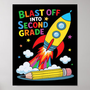 Póster Despegue al segundo grado primer día de escuela