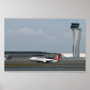 Póster Despegue del aeropuerto de Turkish Airlines .Istan