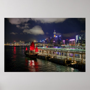 Póster Desperdicios chinos rojos en Hong Kong en el