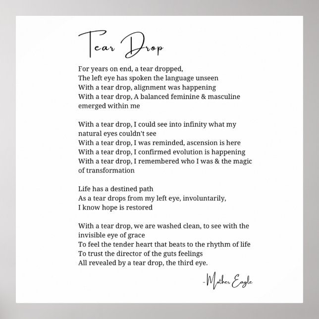 Póster Despertar lágrimas Despertar Tercer poema de ojos  (Frente)