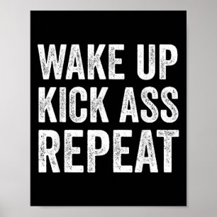 Póster Despertarse Kick Repea, cita divertida Motivación