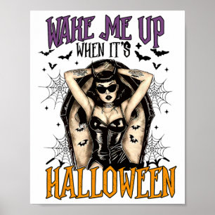 Póster Despiértame cuando sea Halloween Funny Witch Hallo
