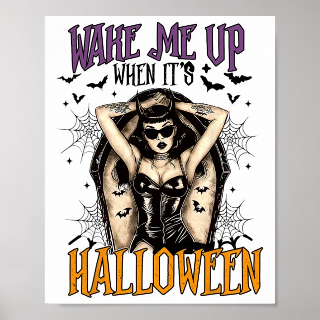 Póster Despiértame cuando sea Halloween Funny Witch Hallo (Frente)