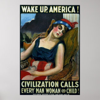 Póster ¡Despierten América! ~ WW1 vintage