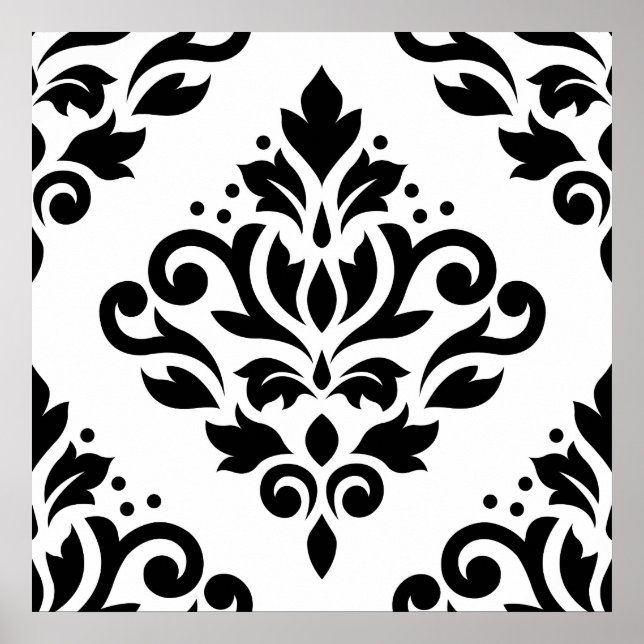 Póster Desplazamiento Damask Gran diseño (B) Negro sobre  (Frente)