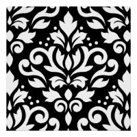 Desplazar Damask Gran diseño blanco sobre negro