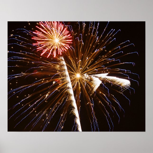 Póster Despliegue de fuegos artificiales en el río Savann (Frente)