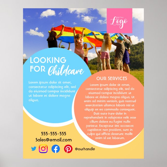 Póster después de la escuela cuidado de niños niñera guar (Frente)