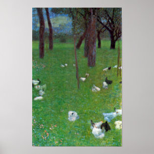 Póster Después de la lluvia, gallinas de jardín por Gusta
