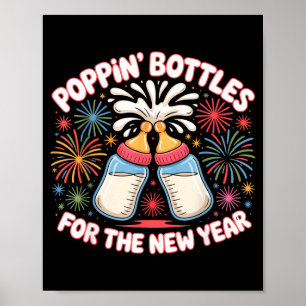 Póster Destapando Botellas Para El Año Nuevo Bebé Diverti