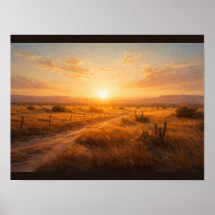 Póster Destello solar sobre pradera vacía