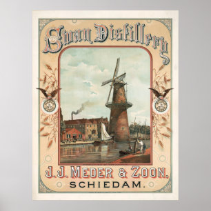 Póster Destilería de cisne, J.J. Meder & Zoon, Schiedam