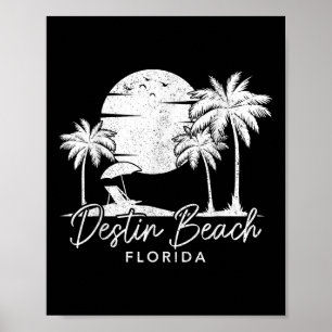 Póster Destin Beach Florida Fl Vintage Sunset Surfer Vaca