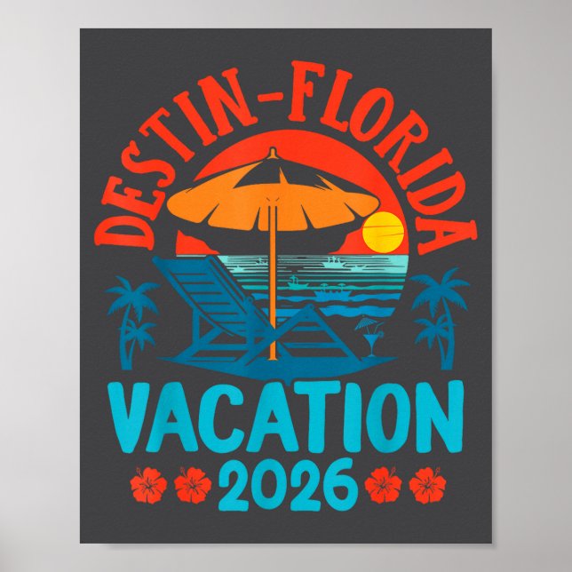 Póster Destin Florida 2026 Family Vacation Beach Summer V (Frente)