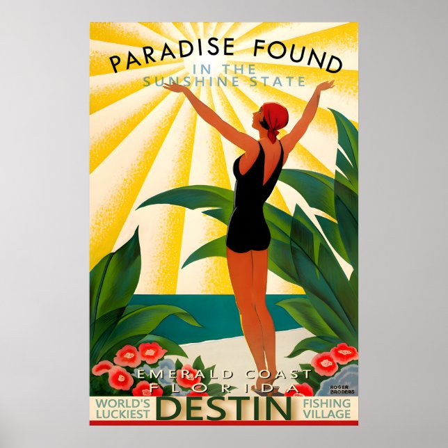 Póster Destin Florida Okaloosa County Travel Poster New (Frente)