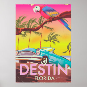 Póster Destin Florida poster de viajes vintage de los Est