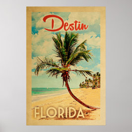 Póster Destin Florida Vintage Palm Tree Beach Poster