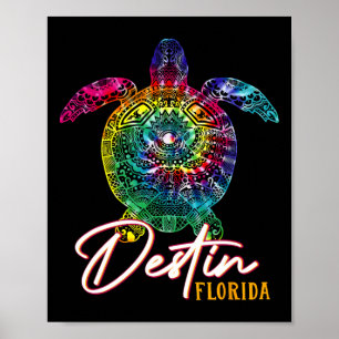 Póster Destin Tie Dye Sea Turtle Florida Familia