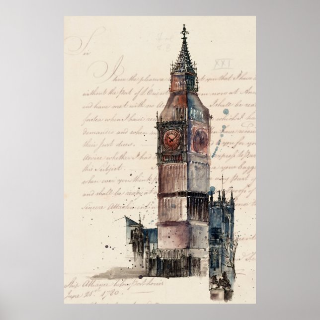 Póster Destinations | Vintage Letters From Big Ben (Frente)