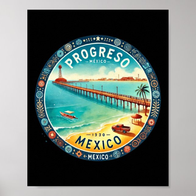 Póster Destino de crucero para Progresso México (Frente)
