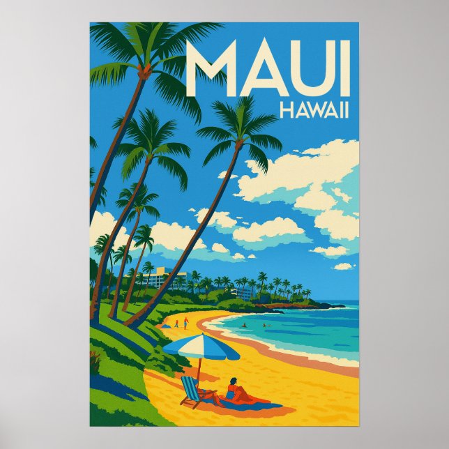 Póster Destino de vacaciones de verano Hawái (Frente)