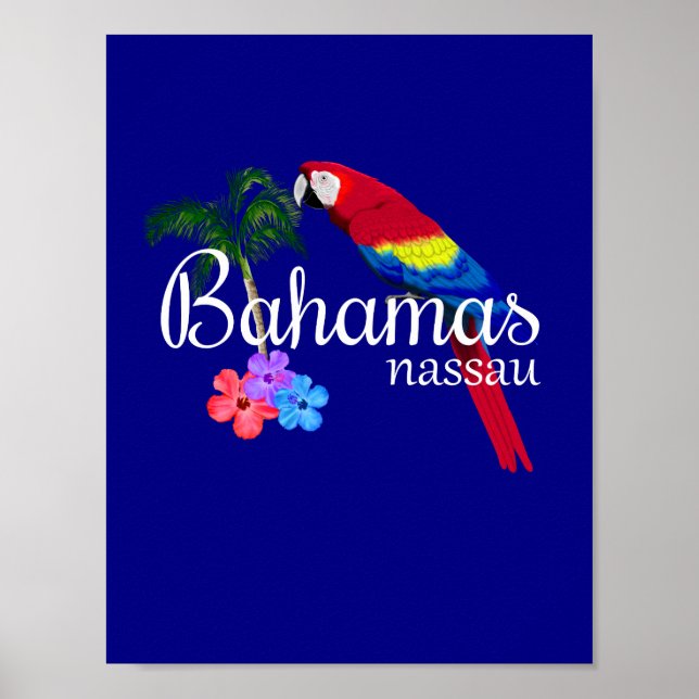 Póster Destino tropical de Nassau Bahamas (Frente)