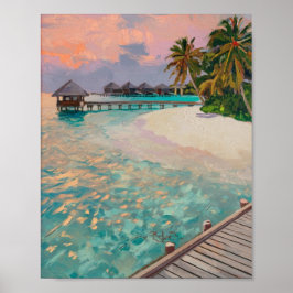 Póster Destino tropical de playa en el Poster de Maldivas
