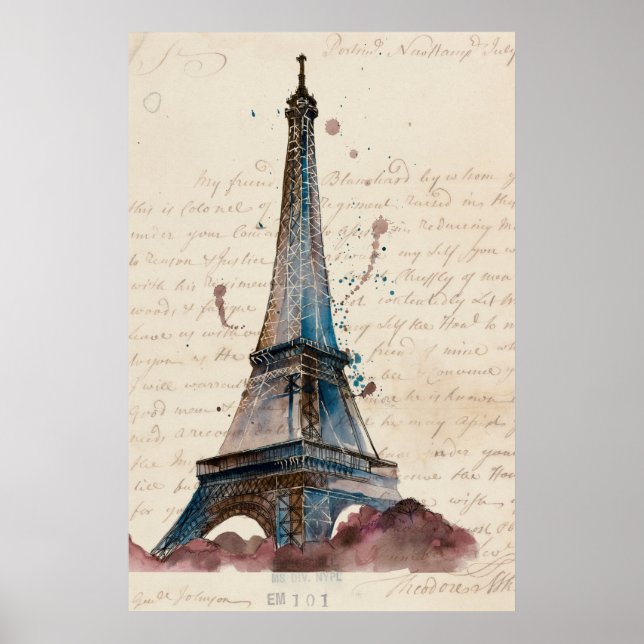 Póster Destinos | Cartas De La Torre Eiffel (Frente)