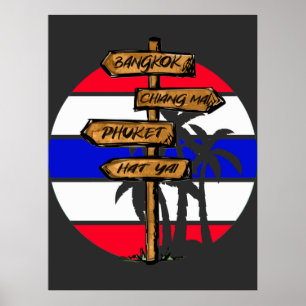 Póster Destinos de Tailandia - Bangkok Chiang Mai Phuket