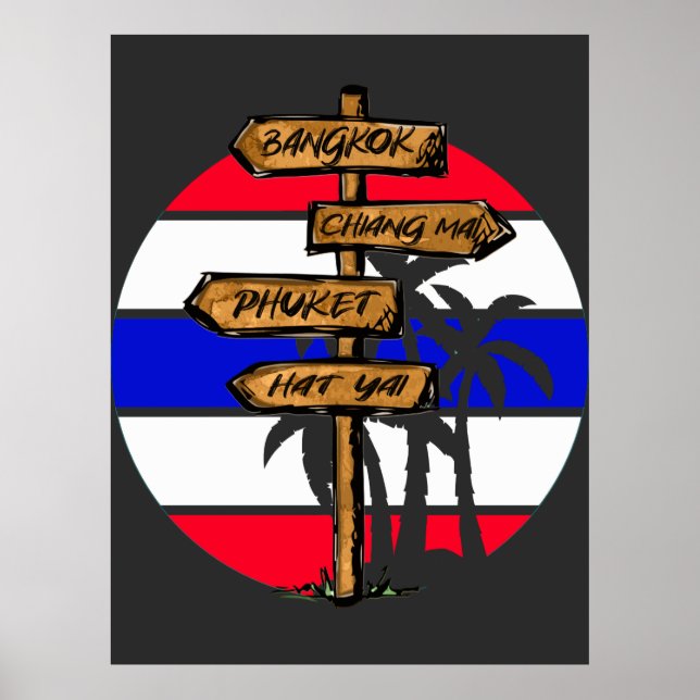 Póster Destinos de Tailandia - Bangkok Chiang Mai Phuket (Frente)