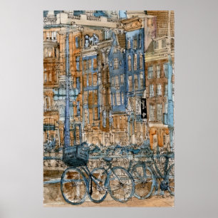 Póster Destinos   Vista acuarela Nueva York