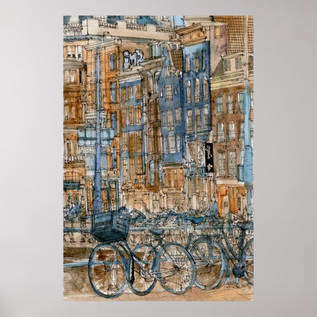 Póster Destinos | Vista acuarela Nueva York (Frente)