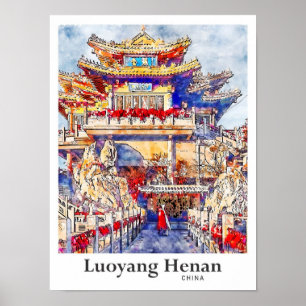 Póster Destitución de agua de viaje de Luoyang Henan Chin