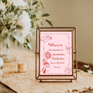 Póster Destitución estilo garabato de mano bienvenida