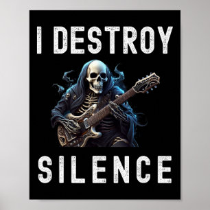 Póster Destroy Silence Ghost Guitar Funny Guitar