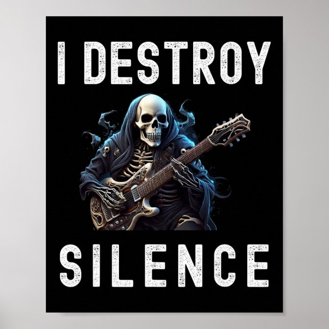 Póster Destroy Silence Ghost Guitar Funny Guitar (Frente)
