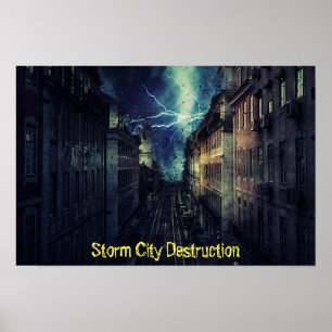 Póster Destrucción de la ciudad de tormenta