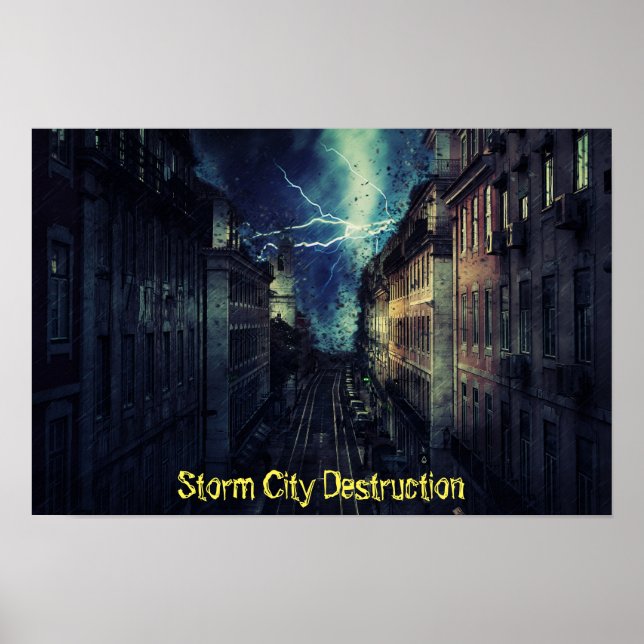 Póster Destrucción de la ciudad de tormenta (Frente)