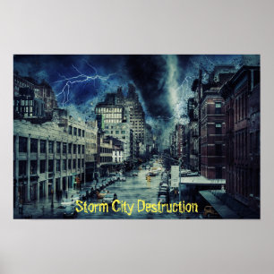 Póster Destrucción de la ciudad de tormenta