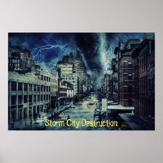 Póster Destrucción de la ciudad de tormenta (Frente)