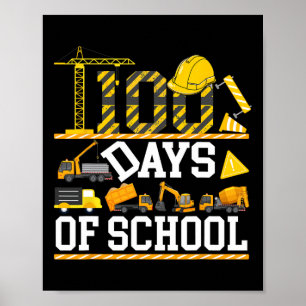Póster Destruí 100 Días De Escuela Niños Construcción