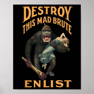Póster Destruir este Mad Bruto Ejército Wwi Reclutando