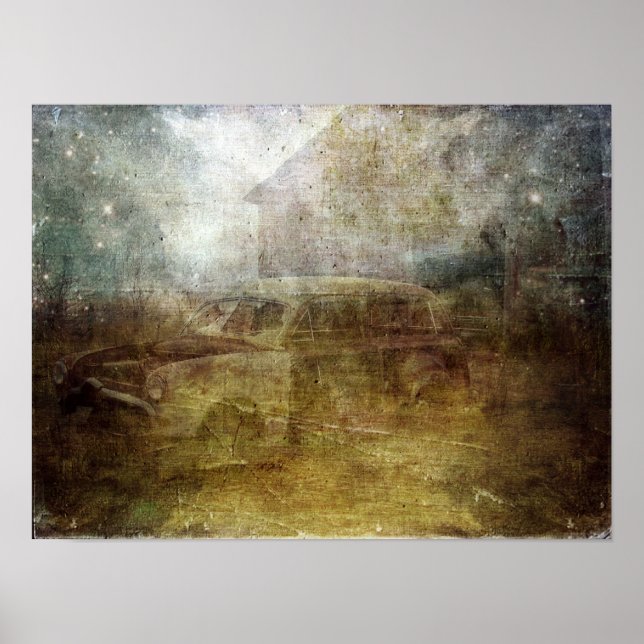 Póster Desvanecerse del coche abandonado (Frente)