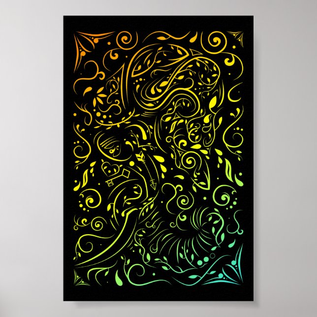 Póster desvanecimiento de verano ornamental de elefantes (Frente)
