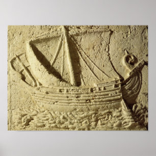 Póster Detail of a relief of a boat, from a sarcophagus
