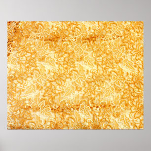 Póster Detail of gold lace pattern fabric of cloth