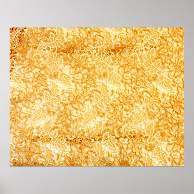 Póster Detail of gold lace pattern fabric of cloth (Frente)