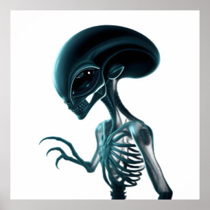 Póster Detailed Alien with Skeletal Structure Visible