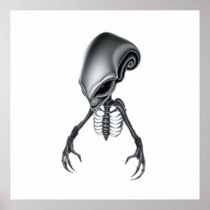 Póster Detailed Alien with Visible Skeletal Structure